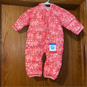 Columbia baby one piece snow suit coat pink 6-12m